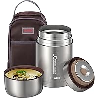 FEWOO En Acier Inoxydable Boîtes Alimentaires Isothermes, 800ml Lunch box, sans bpa,Isotherme repas chaud, Récipient alimenta