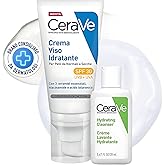 CeraVe Kit Viso e Viaggio, Crema Idratante SPF 30, Per Pelli da Normali a Secche, Con Acido Ialuronico, 52 ml + Detergente Vi