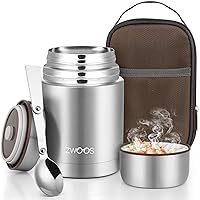 ZWOOS 800ml Thermos Alimentaire Chaud avec Sac à Lunch, Acier Inoxydable 316 Boite Isotherme Repas Chaud avec Cuillère, Boite