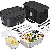 STN Gamelle Chauffante 75W Lunch Box Chauffante Set avec 7,5l Sac Isotherme Repas,Grands Couverts pour 12v 24v 220v (7,5L Sac