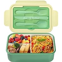 Diboniur Lunch Box, Enfant Adulte Bento Box 1400ml avec 3 Compartiments, Étanche Boite Lunch avec Couverts, Boite Repas Convi