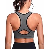 Sykooria Damen Sport BH Gepolstert Bustier Damen BH ohne Buegel Racerback Push up BH mit Farbverlauf Sport Top für Yoga Fitne