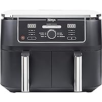 Ninja Foodi MAX Dual Zone Digital Air Fryer, 2 Drawers, 9.5L, 6-in-1, Uses No Oil, Max Crisp, Roast, Bake, Reheat, Dehydrate,