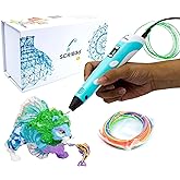 SCRIB3D P1 Stylo 3D - Comprend un stylo 3D, 3 couleurs de départ de filament PLA, un livre de pochoirs + un guide de projet e