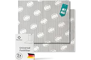 FilterBase® Universal Fettfilter Dunstabzugshaube | 2er Pack | Fett Filter Sättingungsanzeige, Flachfilter für Dunstabzug, Ab