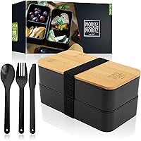 Moritz & Moritz Bento Lunch Box Noir – Boite Repas japonais pour Adultes et Enfants - Lunch Box compartimentée - Lunchbox idé