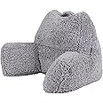 icon Teddy Bear Cuddle Cushion, Grey, Extra Large Fluffy Sherpa Fleece Bean Filled Back Support Reading Pillow for Bed