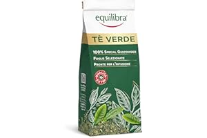 Equilibra Alimenti, Tè Verde Foglie, Varietà Gunpowder, 100% Qualità Extra, a Base di Foglie di Tè Verde, Non Sottoposto a Fe