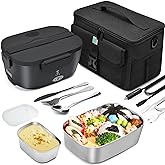 STN Gamelle Chauffante 75W Lunch Box Chauffante Set avec 10l Sac Isotherme Repas,Grands Couverts pour 12v 24v 220v (10L Sac)