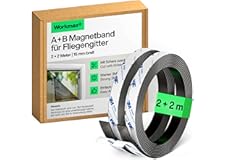 WORKMAX® A+B Magnetband für Fliegengitter & Moskitonetze (2+2 Meter) | Magnetstreifen stark selbstklebend | Magnetband mit ge