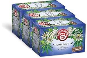 Pompadour, Tisana Buona Notte Plus, 54 Filtri (3 Confezioni da 18 Filtri), con Passiflora e Canapa, Ideale alla Sera per Favo