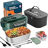 TRAVELISIMO Gamelle Chauffante 80W Chauffe Plat Electrique 1,5L Acier Inox Lunch Box Chauffante Electrique 220V 24V 12V Boite