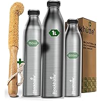 Blockhütte Bouteille isotherme 1L, Goupillon Isotherme bouteille d eau, sans BPA, 26h Eau Froide, Sport, Randonnée, Camping, 