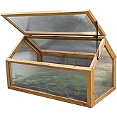 Garden Grow Wooden Outdoor Cold Frame Grow House Polycarbonate Shelter for Garden Vegetables & Plants