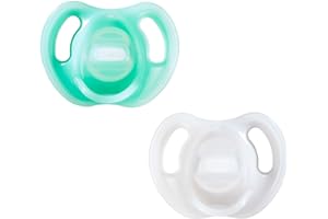 Tommee Tippee Ultra-light Soothers, 0-6 months, 2 pack of one piece silicone, BPA free soothers, Assorted Colours