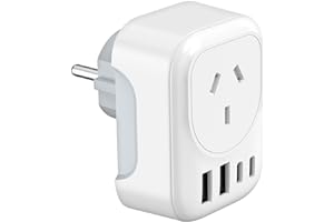 JAMIFEX AU to EU Travel Adapter, Autralia to European Travel Plug, Europe Ground Outlet with 4 USB(2 USB-C) for AUS to Bali G