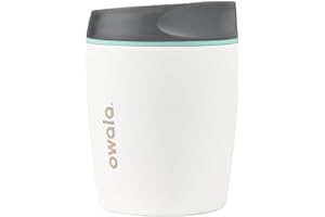 Owala SmoothSip Insulated Stainless Steel Coffee Tumbler, Reusable Iced Coffee Cup, Hot Coffee Travel Mug, BPA Free, 10 oz, W