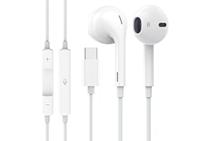 Apple Earbuds, USB C Wired Earphones (Built-in Microphone & Volume Control) Noise Canceling Isolating with USB-C Plug for Pho