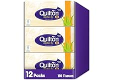Quilton 3 Ply Aloe Vera Facial tissues, (12 boxes of 110 tissues)