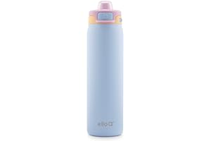 Ello Pop & Fill 22oz Stainless Steel Water Bottle with QuickFill Technology, Double Walled and Vacuum Insulated Metal, Leak P