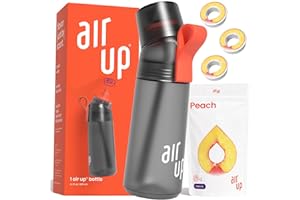 air up® water bottle with flavor pods Gen 2 (21oz) Charcoal Grey + 3x peach flavor pods | Flavored water zero sugar & Spill p