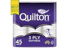 Quilton 3 Ply Toilet Tissue (180 Sheets per Roll, 11x10cm), Pack of 45 (9 Pack x 5 = 45)