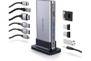 LENTION 11in1 縦置き USB C ドッキングステーション CB-D54 4K@60Hz HDMI USB3.0 ギガビットイーサネット Micro SD/SDカードリーダー 有線LAN PD対応 最大100W 3.5mmミニジャック U