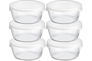 Hario MST-60-TW Heat-resistant Glass Storage Container, Round, 20.3 fl oz (600 ml), Set of 6