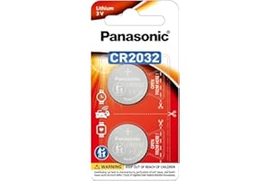 Panasonic CR2032 3V Lithium Coin Battery, 2-Pack (CR-2032PG/2B)