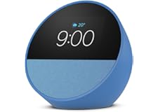 【New】Echo Spot（2024年発売） - スマートアラームクロック with Alexa、鮮やかなサウンド | オーシャンブルー