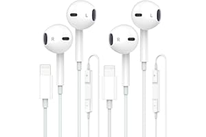 2Pack Apple Earbuds with Lightning Connector [Apple MFi Certified] iPhone Wired Earphones with Microphone Volume Control Musi