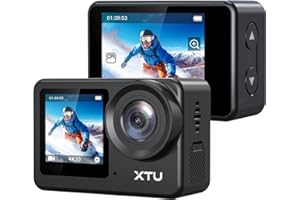 XTU S6 アクションカメラ 4K 20MP アクションカム スーパースムーズ手ぶれ補正4.0 スポーツカメラ Type-Cポート対応 外部マイク対応 縦向き撮影 音声制御機能 WiFi搭載 HDMI出力 リモコン付き 1350mAhバッテリー付 