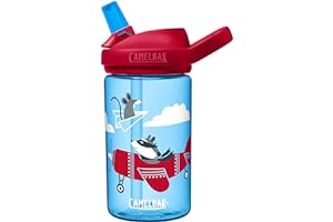 CamelBak eddy+ 14oz Kids Water Bottle with Tritan Renew – Straw Top, Leak-Proof When Closed, Airplane Bandits