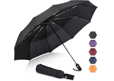 ZOMAKE Compact Travel Umbrella Windproof - Lightweight Folding Umbrella Automatic Open Close (Black)
