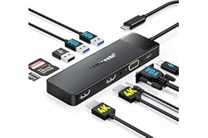 ドッキングステーション hdmi 2つ デュアル HDMI ハブ USB Type C 変換 アダプター 10-in-1 4K HDMI 2 ポート 3画面 拡張 リプル ディスプレイHDMI*２/VGA/USB-C PD100W 急速充電/USB3