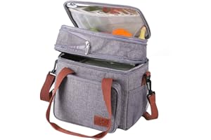 Insulated Lunch Box For Men's and Women Leakproof Double Compartment Lunch Bag Water-resistant Double Deck Lunch Box