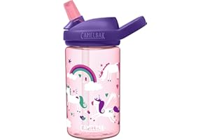 CamelBak Eddy+ 14 oz Kids Water Bottle with Tritan Renew – Straw Top, Leak-Proof When Closed, Unicorns