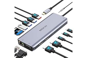 MOKiN USB-Cドッキングステーションtype cドッキングステーションhdmi 2つ【2HDMI+VGAドッキングステーション3画面出力 MST デュアル】100W PD 充電 1000Mbps RJ45 LANポート 6*USB C/A ポ