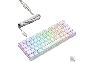 RK ROYAL KLUDGE RK61 60% Mechanical Keyboard with Coiled Cable, 2.4Ghz/Bluetooth/Wired, Wireless Bluetooth Mini Keyboard 61 K