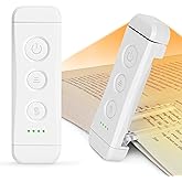 Glocusent USB Rechargeable Book Light for Reading in Bed, Portable Clip-on LED Reading Light, 3 Amber Colors & 5 Brightness D