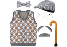 EBYTOP Kids 100 Days of School Old Man Halloween Costume Dress up Outfit Accessories