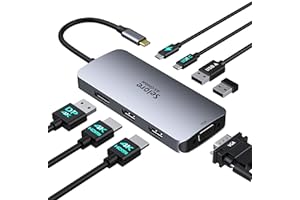 【2つHDMI＋DP＋VGA 4画面拡張】Selore USB C ハブ ドッキングステーション hdmi 2ポート 4画面拡張可能 4K対応 100W 急速充電 Displayport VGA 2 USB A 2.0 MacBook Pro/Air