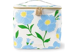 Kate Spade New York Insulated Lunch Tote, Small Lunch Cooler, Thermal Bag with Double Zipper Close and Carrying Handle, Blue 
