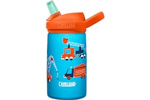 CamelBak Eddy+ Kids Water Bottle with Straw, Insulated Stainless Steel - Leak-Proof When Closed, 12oz, Construction and Crane