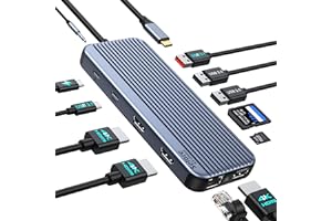 Selore ドッキングステーション【 3 HDMI 12-in1】 USB C ハブ hdmi 3 HDMI 4K出力 3つ画面拡張/USB A3.1/USB C 3.1/USB A 2.0ポート100W PD充電/LANポート/microSD/S