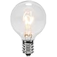 25 Pack Clear G40 Globe Light Bulbs for Patio String Lights Fits E12 and C7 Base 5 Watt 1.5 Inch Dimmable Light Bulbs G40 Rep