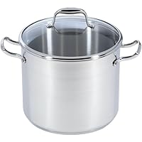 Lagostina Ambiente, Stainless steel 10-in/ 26cm Stockpot , 11L, Stainless Steel pot with tempered glass lid, riveted handles,