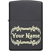 Custom Zippo Lighter Personalized Laser Engraved 'YOUR NAME' Tribal Tattoo Border Lighter Gift for Man or Woman