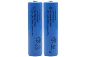 Svenirven 2 Packs 3.7V 2000mAh Button Top Rechargeable Batteries for Headlamp, LED Flashlight, Electronic Devices etc (Blue)