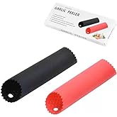 [Upgraded Version] Maxracy 2 Set Peeler Silicone Easy Roll Tube Useful Garlic Odorfree Kitchen Tool (Red,Black)